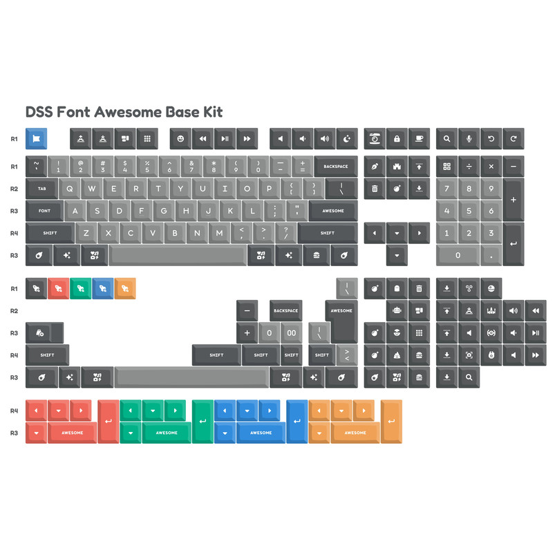 DSS Font Awesome Keycaps - Layout:Base Kit